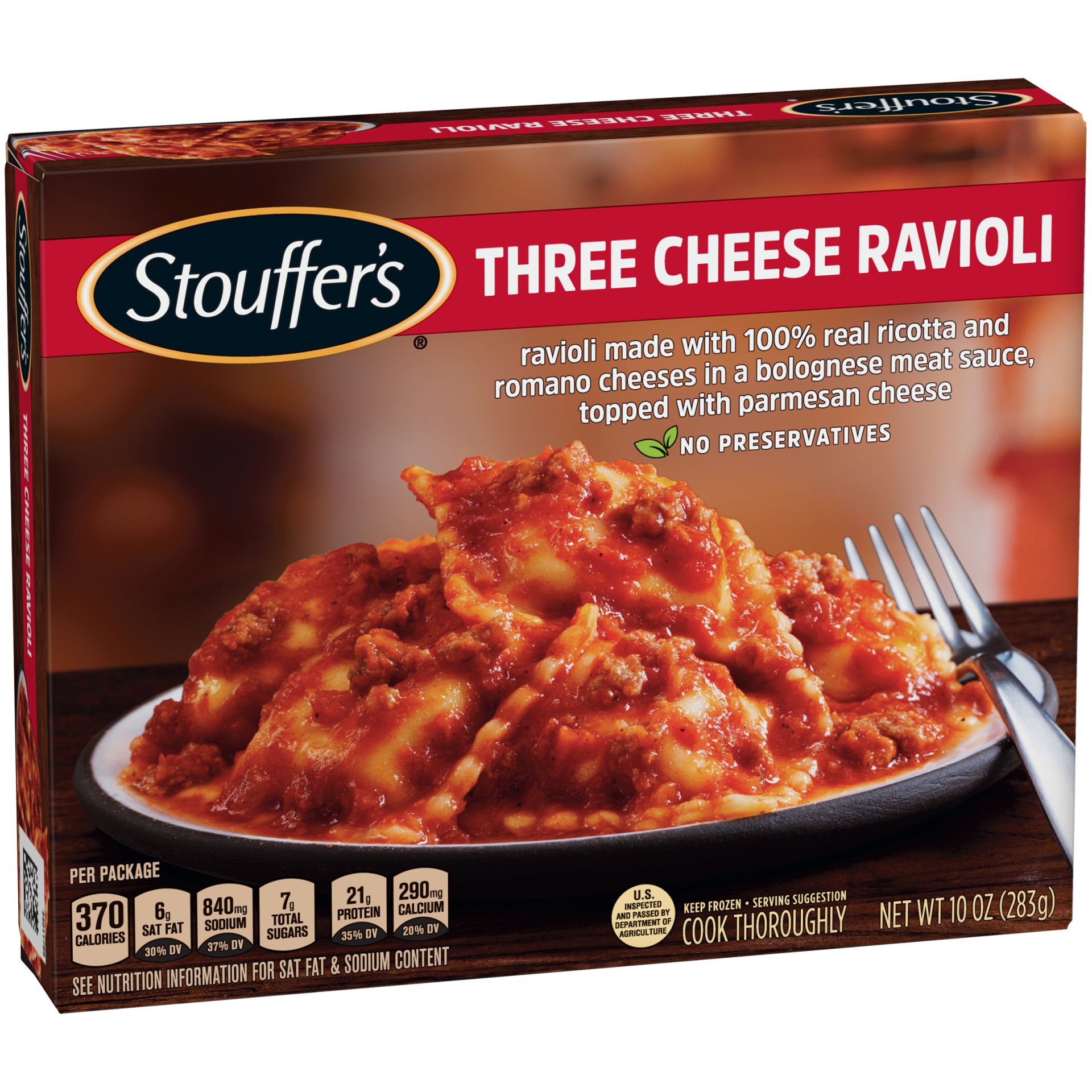 slide 3 of 6, Stouffer's Classics Three Cheese Ravioli Dinner, 10 oz