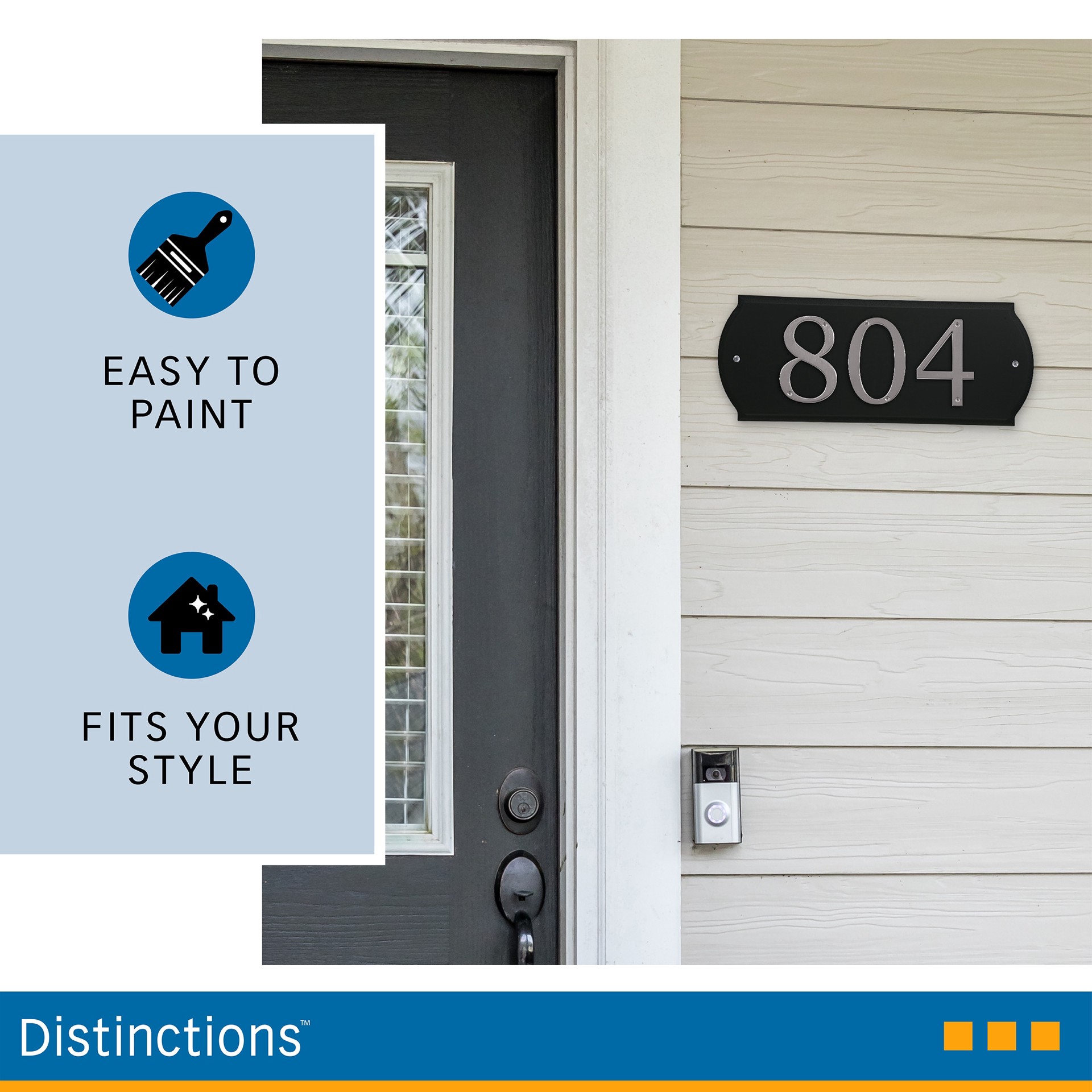 slide 5 of 5, Hillman 6-in H x 17-in W White Wood Address plaque, 1 ct