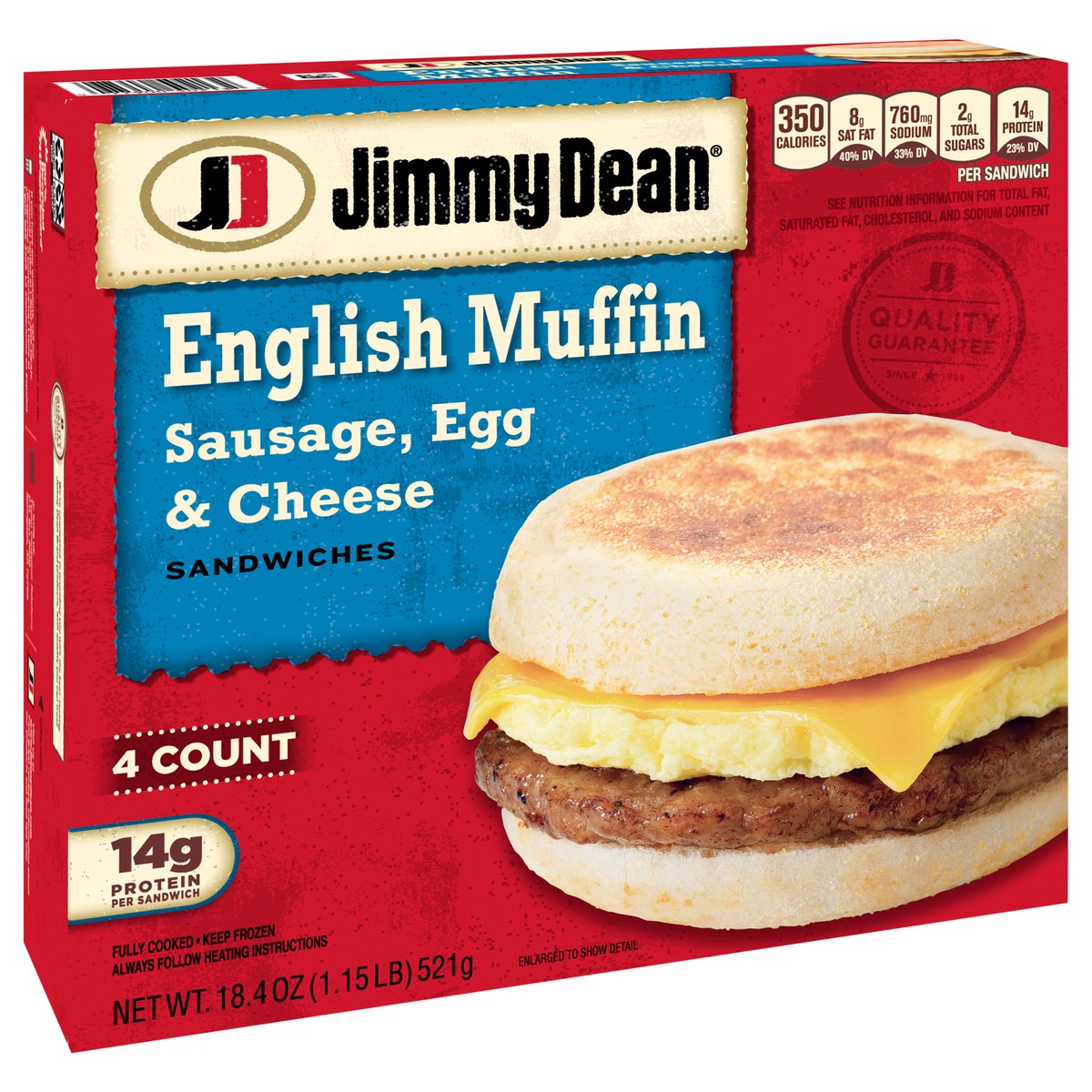 slide 2 of 9, Jimmy Dean English Muffin Breakfast Sandwiches with Sausage, Egg, and Cheese, Frozen, 4 Count, 4 ct