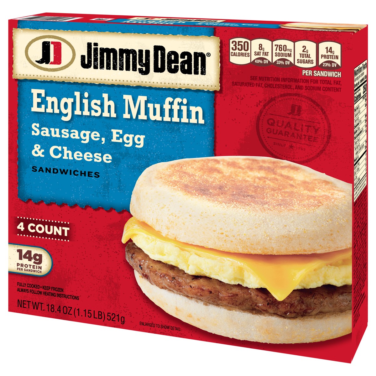 slide 3 of 9, Jimmy Dean English Muffin Breakfast Sandwiches with Sausage, Egg, and Cheese, Frozen, 4 Count, 4 ct