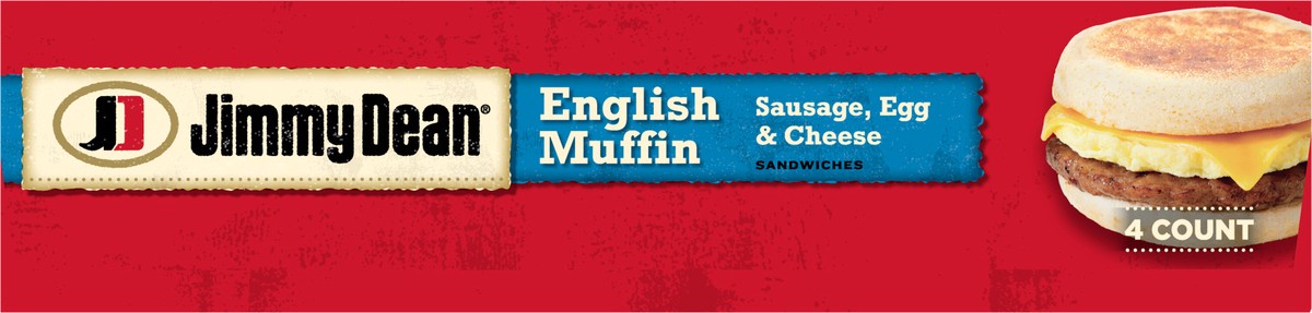 slide 4 of 9, Jimmy Dean English Muffin Breakfast Sandwiches with Sausage, Egg, and Cheese, Frozen, 4 Count, 4 ct