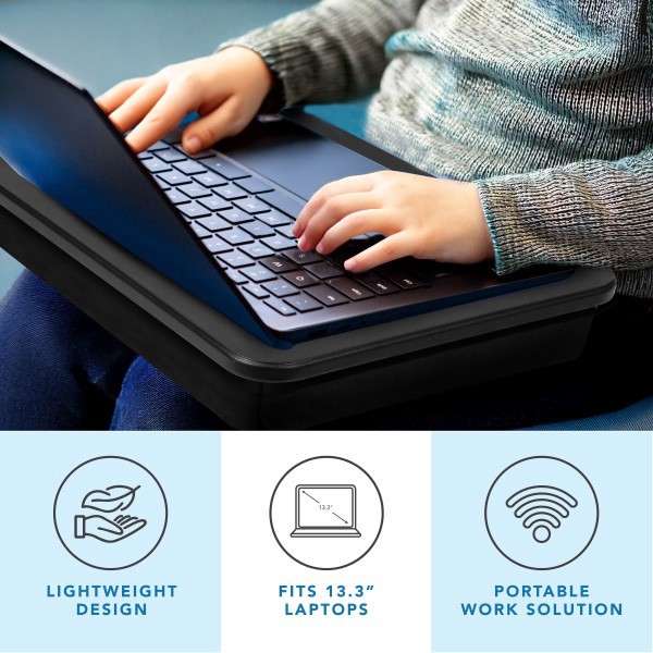 slide 4 of 6, LapGear Compact Lap Desk With Cushioned Zipper Storage Pouch, 14-1/2"" x 10-1/2"", Black, 1 ct