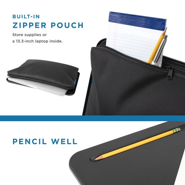 slide 5 of 6, LapGear Compact Lap Desk With Cushioned Zipper Storage Pouch, 14-1/2"" x 10-1/2"", Black, 1 ct