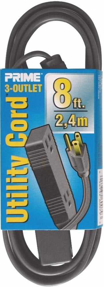 slide 1 of 1, Prime Wire & Cable 3-Outlet Shop And Utility Extension Cord - Spt-2 16/3 - 8 Foot - Brown, 8 ft