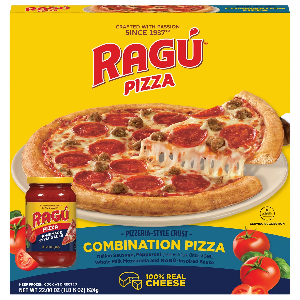 slide 1 of 13, Ragu Pizzeria-Style Crust Combination Pizza 22.00 oz, 22 oz