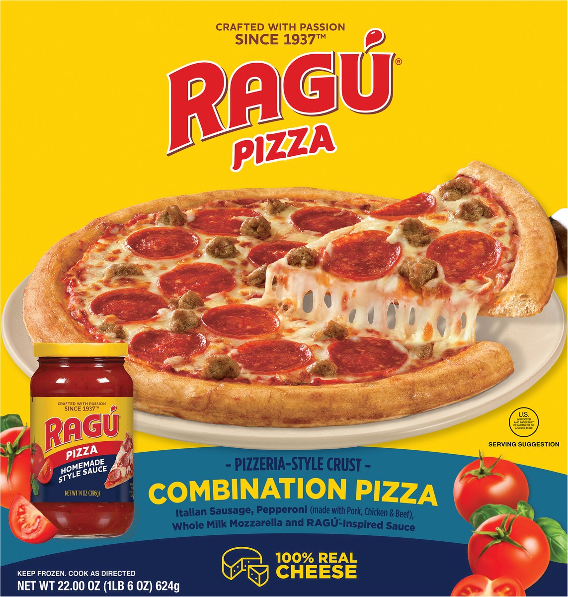 slide 9 of 13, Ragu Pizzeria-Style Crust Combination Pizza 22.00 oz, 22 oz