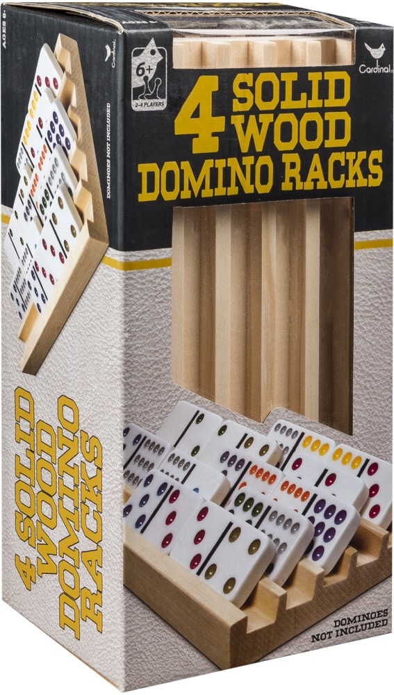 slide 1 of 1, Cardinal Industries Solid Wood Domino Racks Board Game, 4 ct