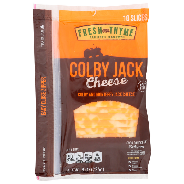 slide 1 of 1, Fresh Thyme Cheese Colby Jack Slices, 1 ct
