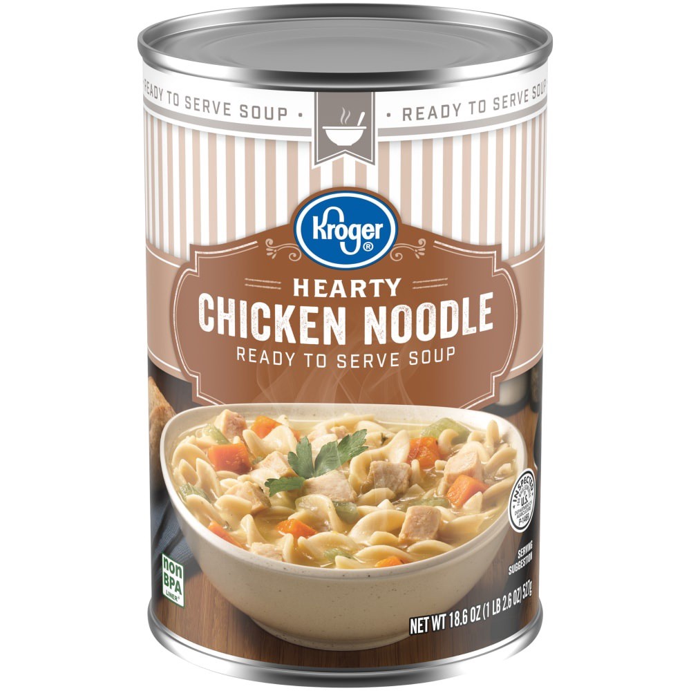 slide 1 of 4, Kroger Hearty Chicken Noodle Soup, 18.6 oz