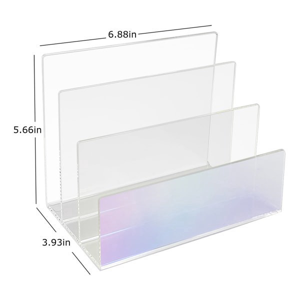 slide 3 of 4, Realspace® Opaline Acrylic Letter Sorter, 5-11/16""H x 6-7/8""W x 3-15/16""D, Clear/Iridescent, 1 ct