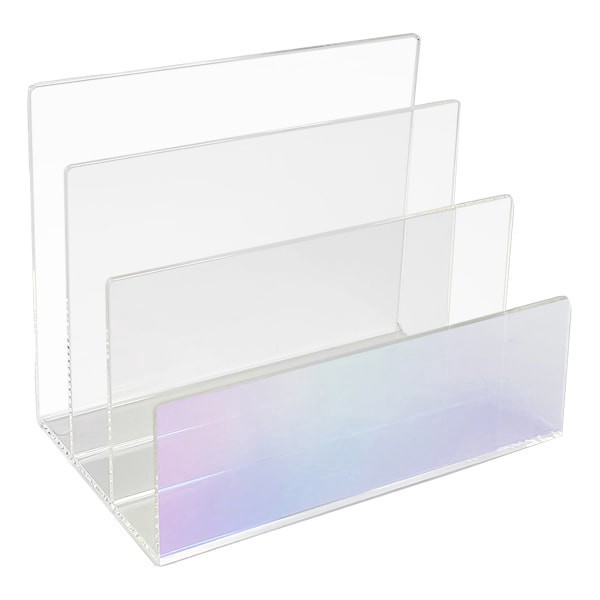 slide 4 of 4, Realspace® Opaline Acrylic Letter Sorter, 5-11/16""H x 6-7/8""W x 3-15/16""D, Clear/Iridescent, 1 ct