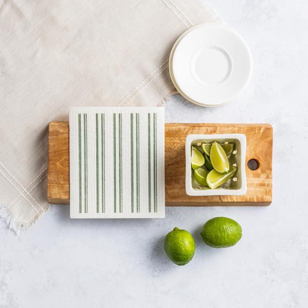 slide 1 of 1, Hy-Vee Seasons Swedish Dishcloth In White And Dusk Green, 1 ct