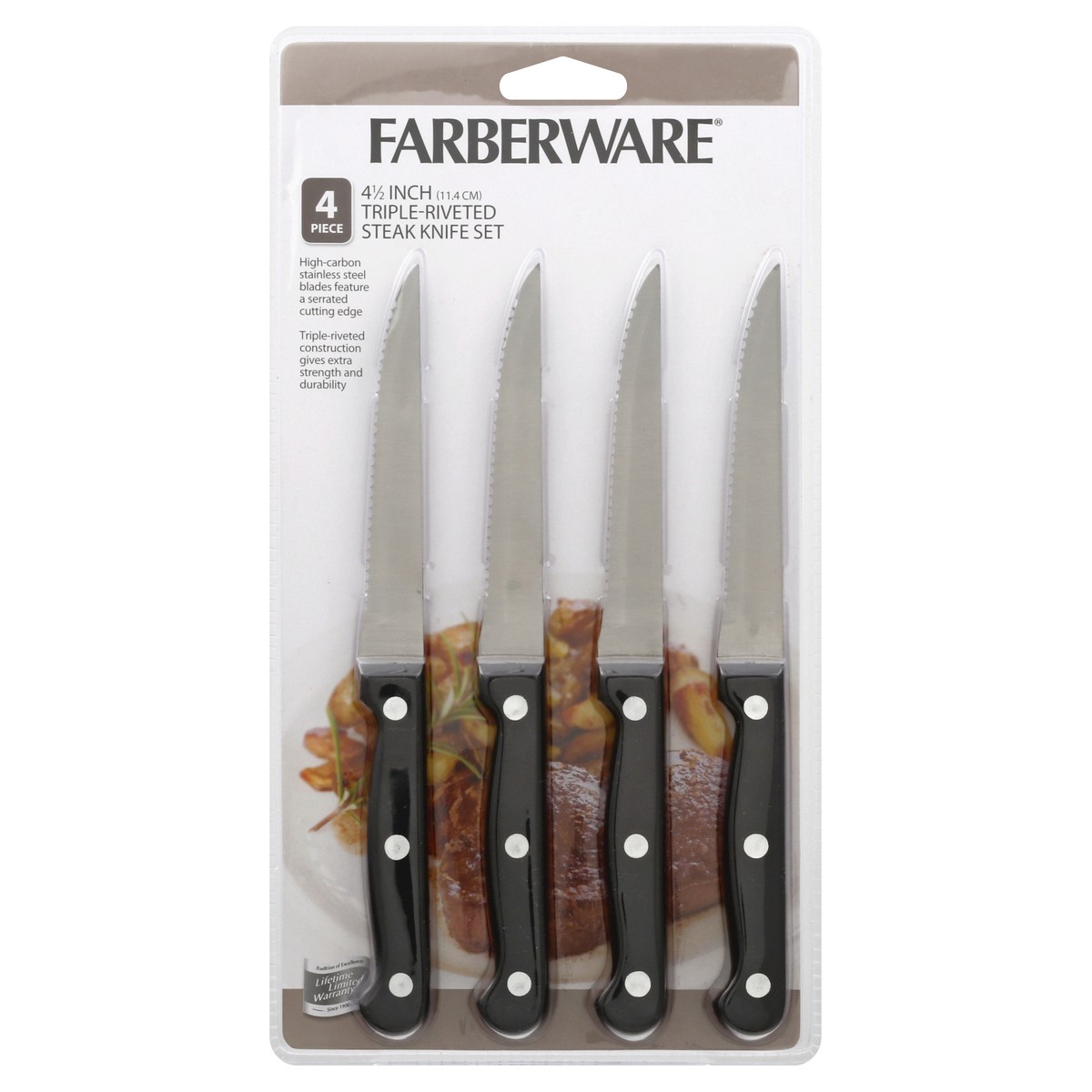 slide 1 of 11, Farberware Traditions Stamped Triple Rivet Steak Knives, 4 cups