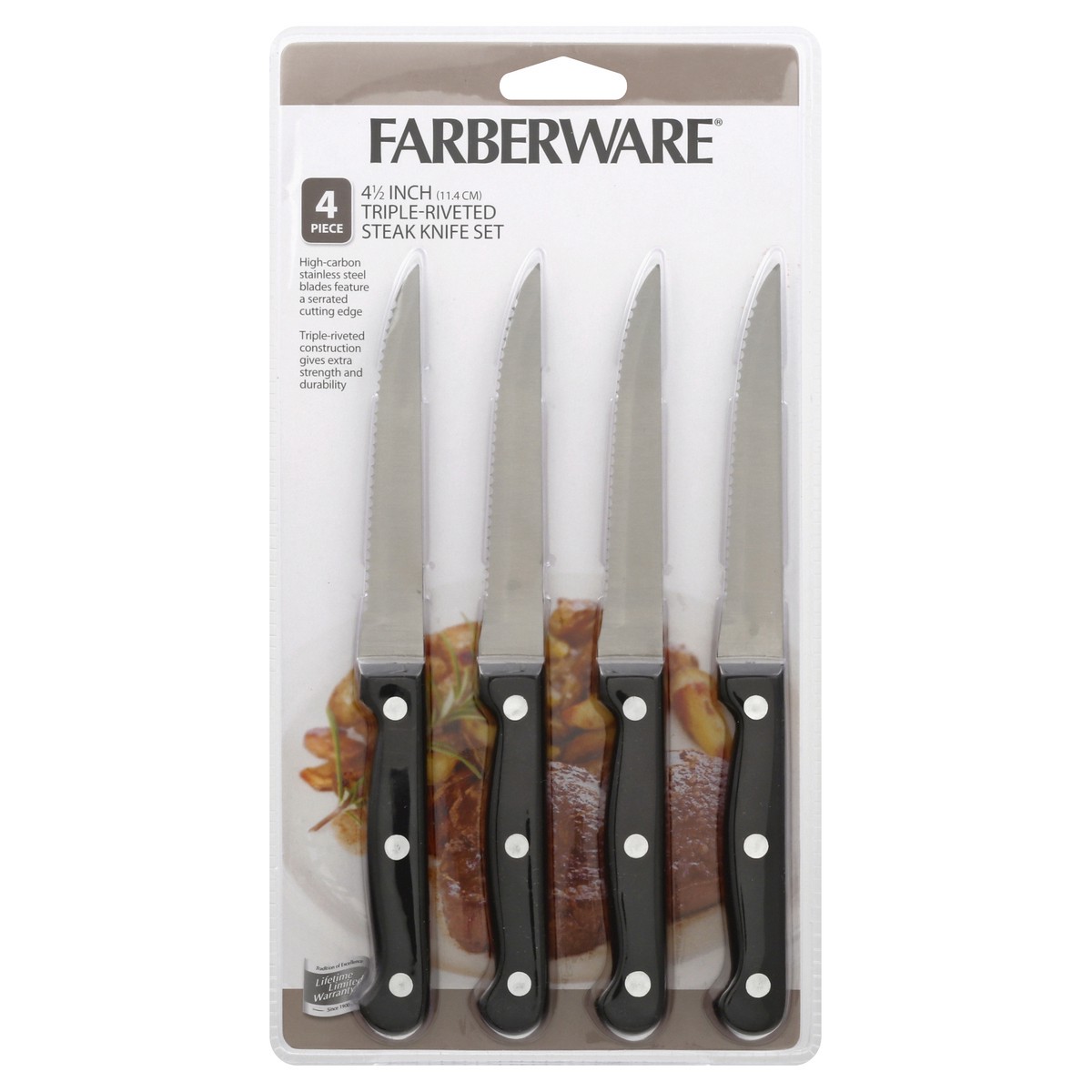 slide 11 of 11, Farberware Traditions Stamped Triple Rivet Steak Knives, 4 cups