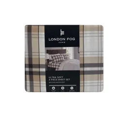 London Fog 4pc Microfiber Sheet Set Full, Galinger Plaid