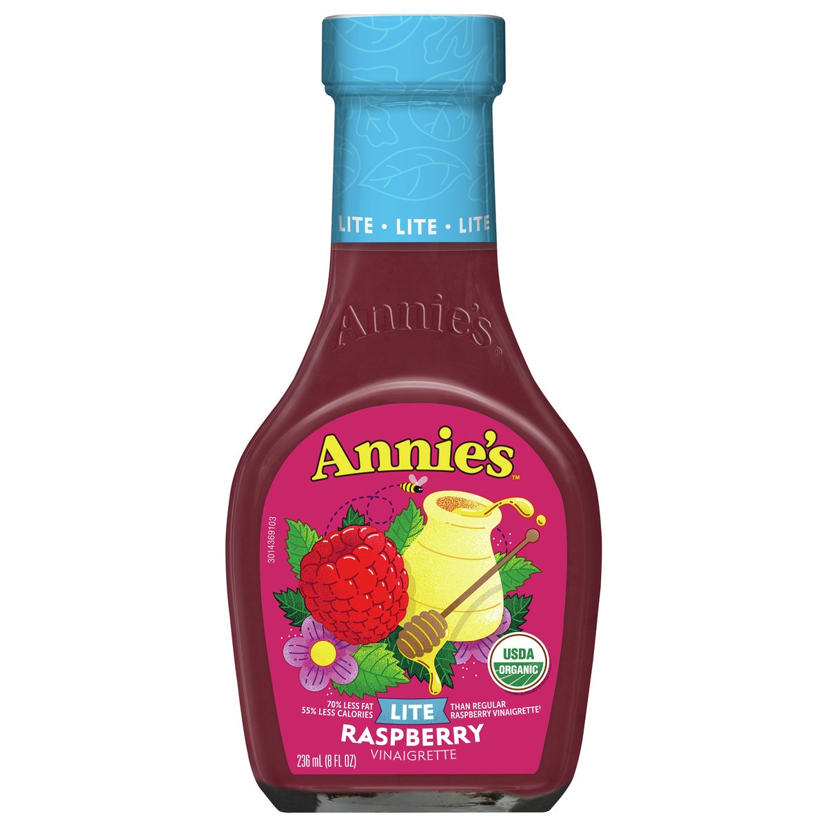 slide 1 of 9, Annie's Organic Lite Raspberry Vinaigrette Salad Dressing, Non-GMO, 8 fl. oz., 8 fl oz