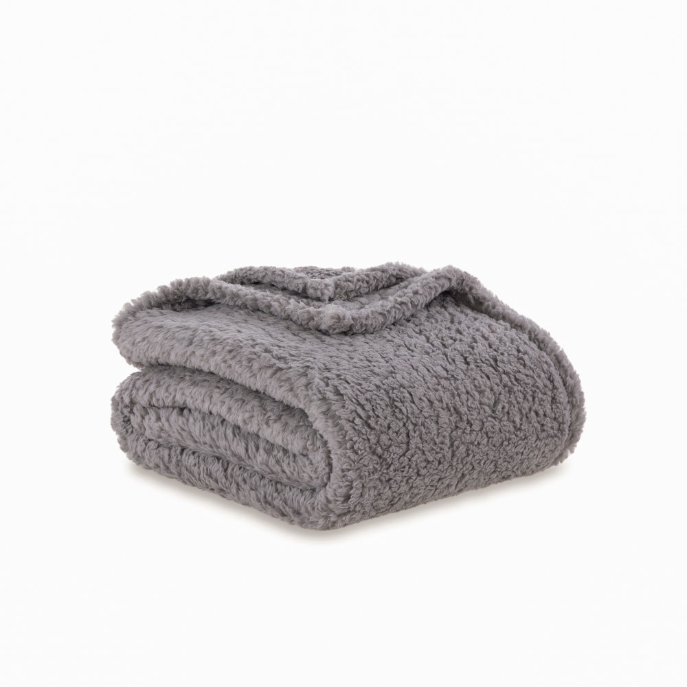 slide 2 of 2, Everyday Cozy Living Everyday Living Sherpa Throw Blanket - Gray, 50 in x 60 in
