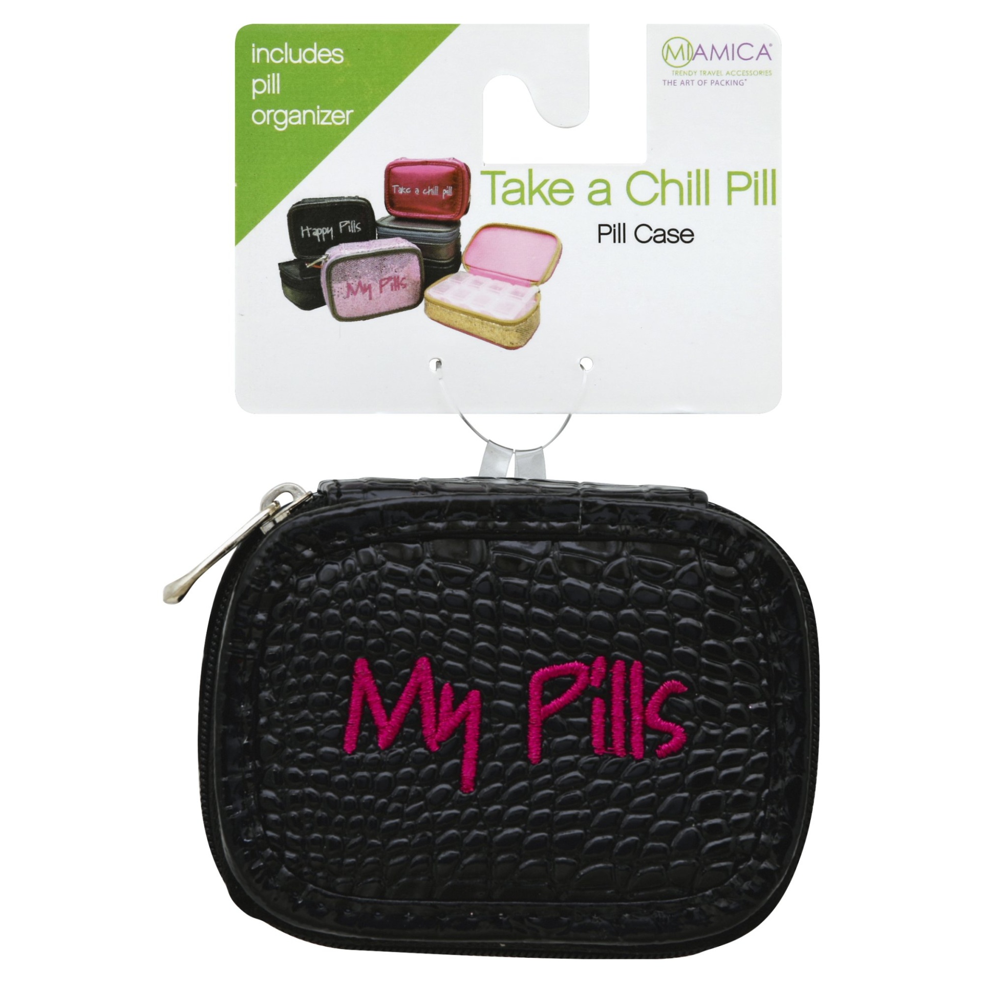 slide 1 of 1, Miamica My Pills Black Crocodile Case, 1 ct