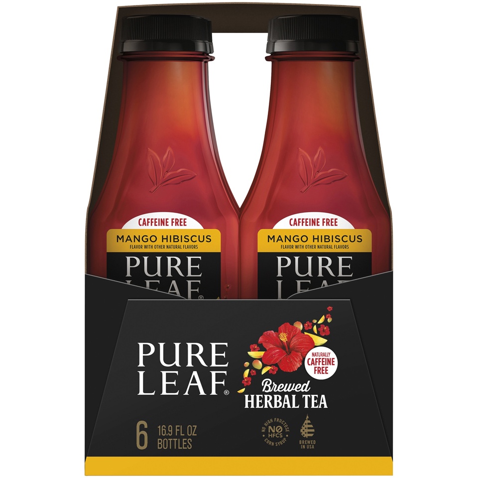 slide 2 of 3, Pure Leaf Brewed Herbal Tea Mango Hibiscus Flavor 16.9 Fl Oz 6 Count Bottle, 6 ct; 16.9 fl oz