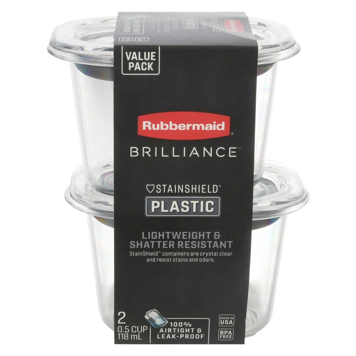 slide 2 of 5, Rubbermaid Brilliance Value Pack 0.5 Cup Plastic Containers 2 ea, 2 ct