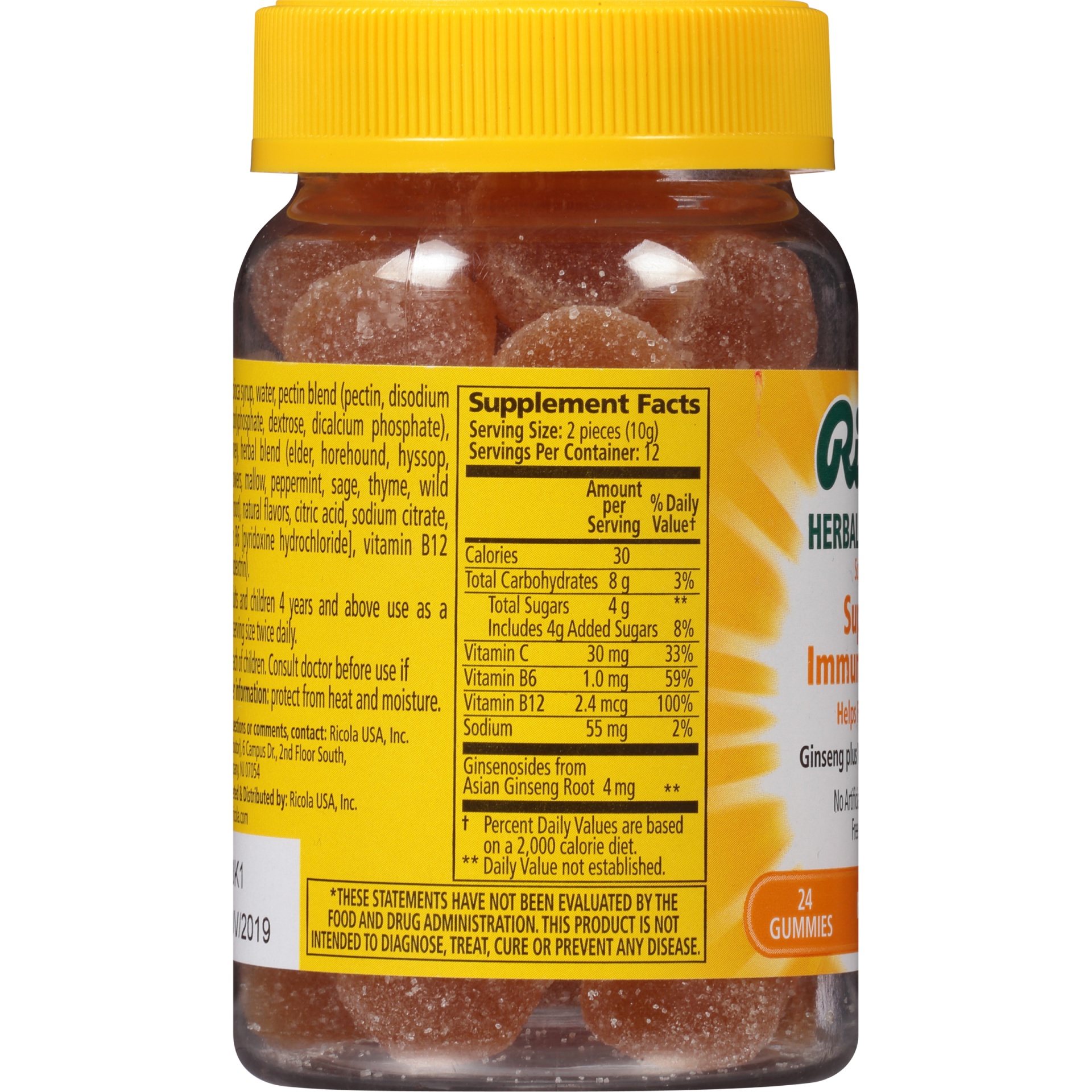 slide 2 of 5, Ricola Herbal Immunity Honey Gummy, 24 ct