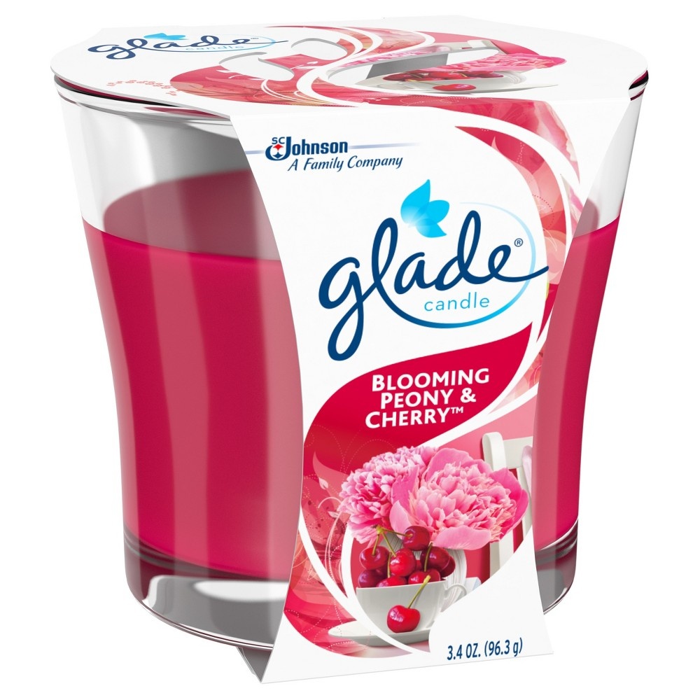 slide 3 of 5, Glade Jar Candle Air Freshener, Blooming Peony and Cherry, 3.8 oz