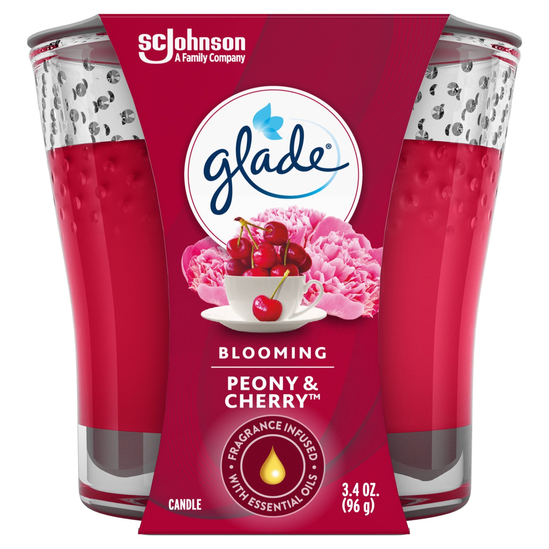 slide 1 of 5, Glade Jar Candle Air Freshener, Blooming Peony and Cherry, 3.8 oz