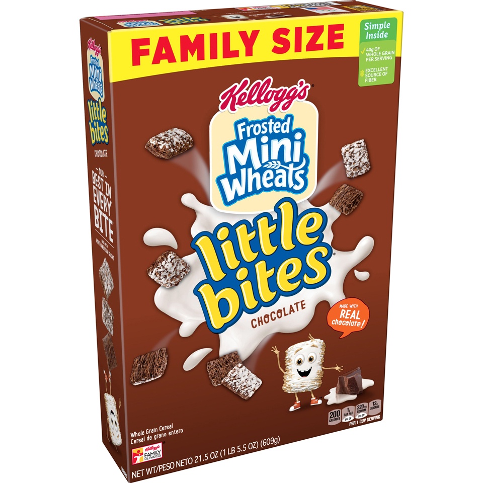 slide 3 of 5, Kellogg's Frosted Mini-Wheats Little Bites Breakfast Cereal Chocolate Family Size, 21.5 oz