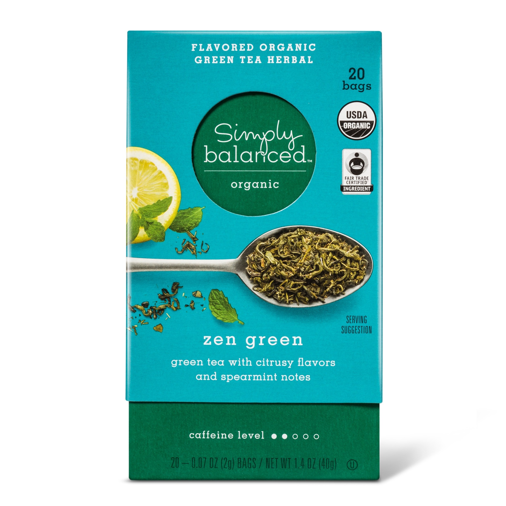 slide 1 of 1, Simply Balanced Fair Trade Organic Zen Green Tea Sachets, 20 ct