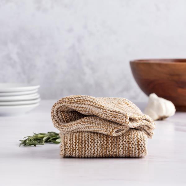 slide 1 of 1, Hy-Vee Seasons Knit Dishcloths In Honey Mustard, Set Of 2, 2 ct