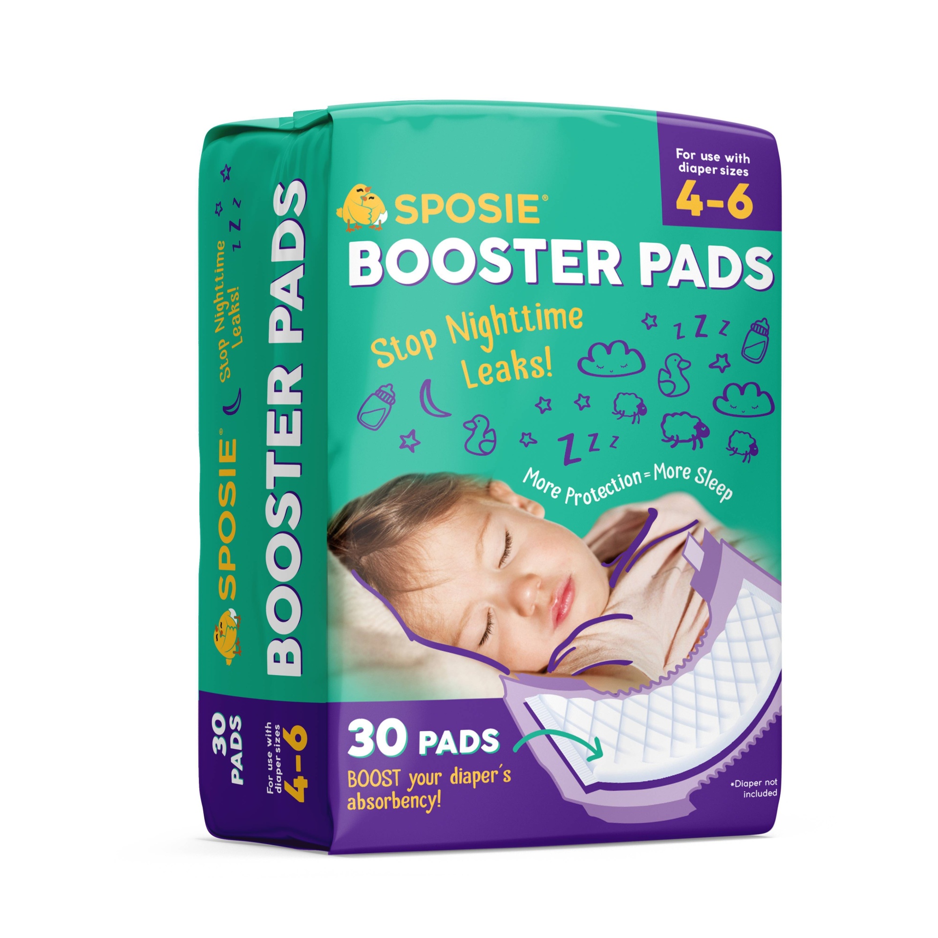 slide 1 of 2, Sposie Booster Pads For Overnight Diaper Leak Protection - 30ct, 30 ct