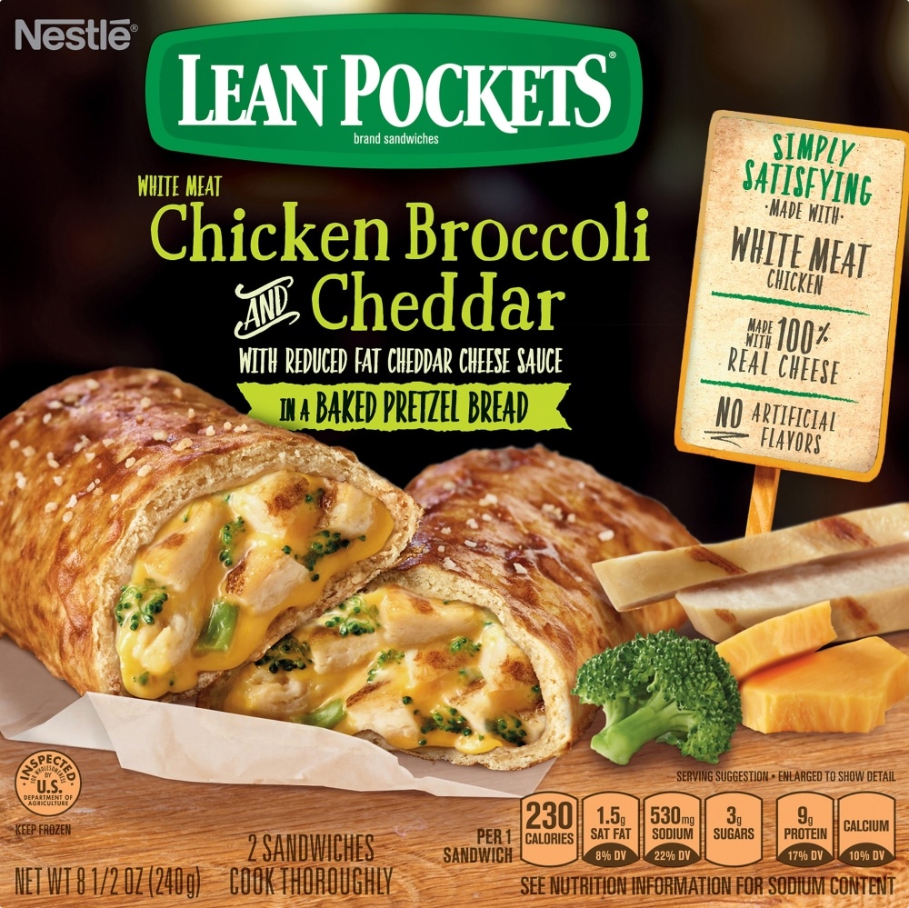 slide 1 of 10, Lean Pockets Frozen Sandwiches Chicken Broccoli And Cheddar, 2 ct; 4.5 oz