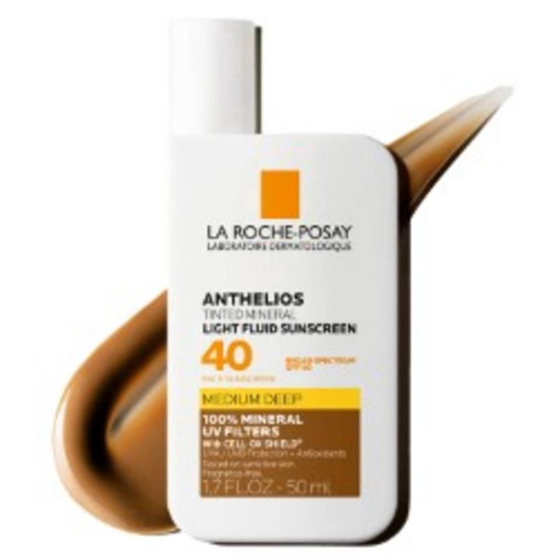 slide 4 of 8, La Roche-Posay Anthelios 40 Tinted Mineral Light-Fluid Sunscreen - 1.7 fl oz - Medium Deep, 1.7 fl oz