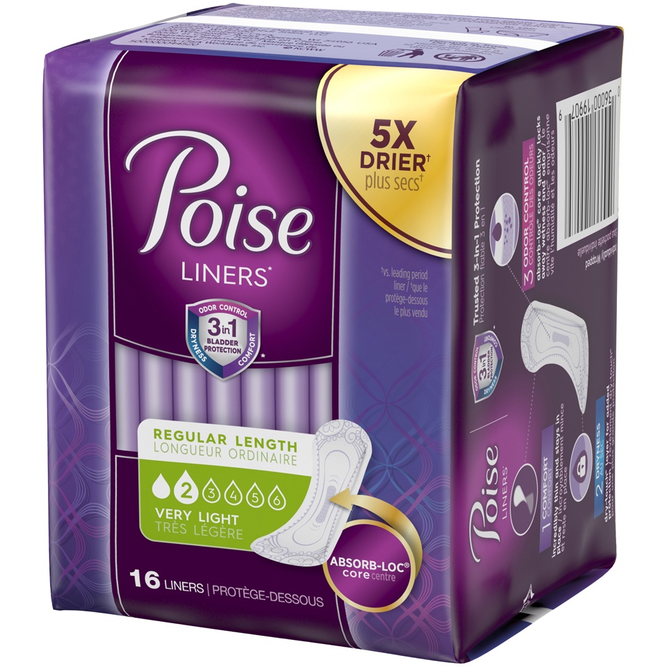 slide 2 of 3, Poise Liners Very Light Absorbency Regular Length, 16 ct