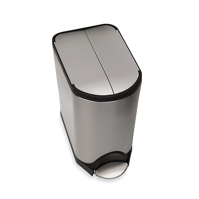 slide 1 of 3, simplehuman Brushed Stainless Steel Fingerprint-Proof Butterfly Step Trash Can, 20 liter