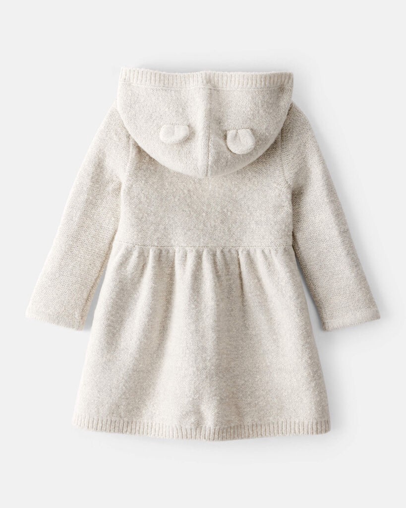 slide 2 of 3, Oshkosh Baby Girl Long-Sleeve Hooded Sweater Dress - Cream Cream 6M, 1 ct