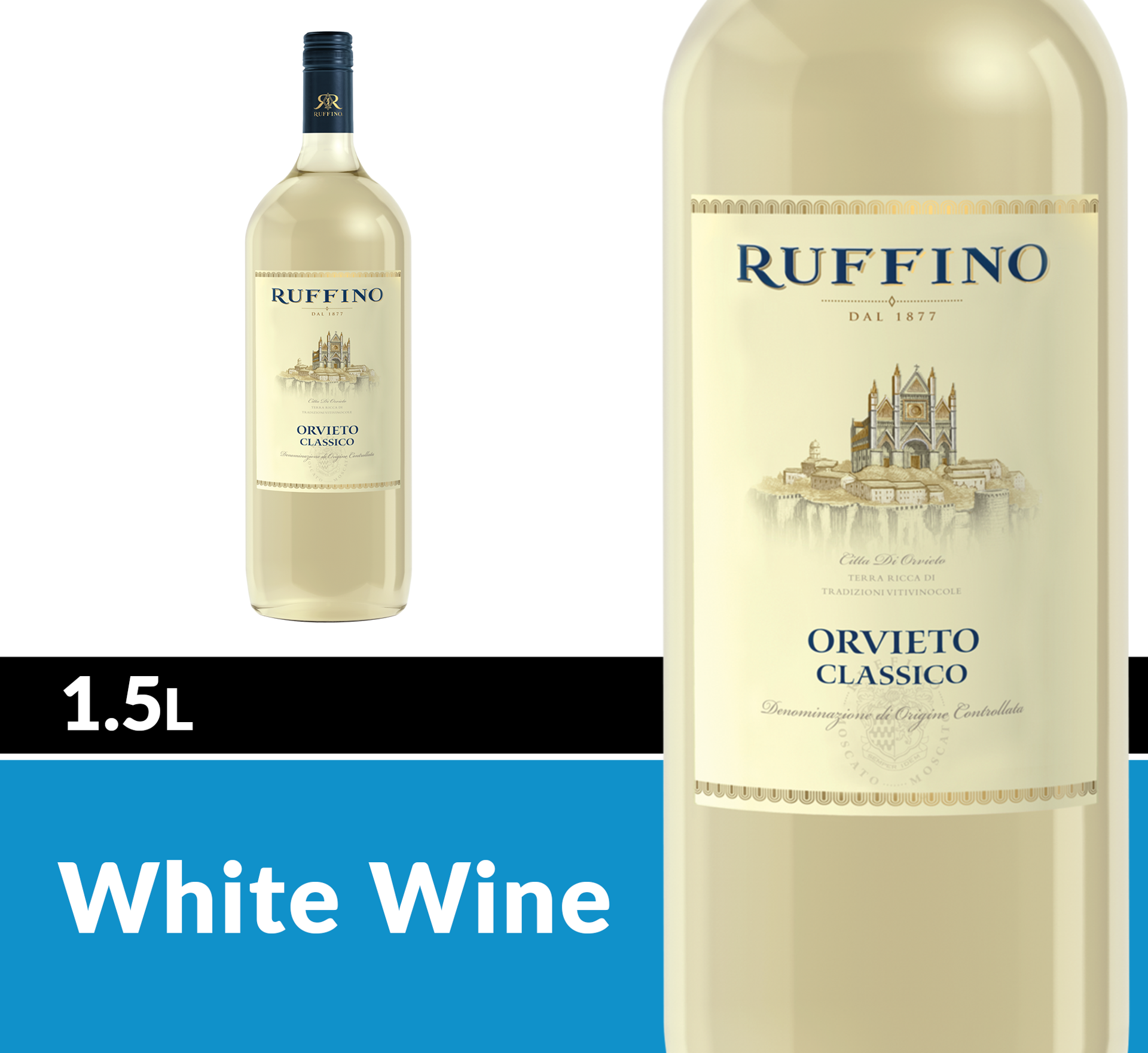 slide 5 of 7, Ruffino Orvieto Classico DOC Grechetto/Procanico/Trebbiano, Italian White Wine, 1.5 L Bottle, 50.72 fl oz