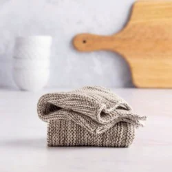 Hy-Vee Seasons Knit Dishcloths In Fieldstone Gray, Set Of 2