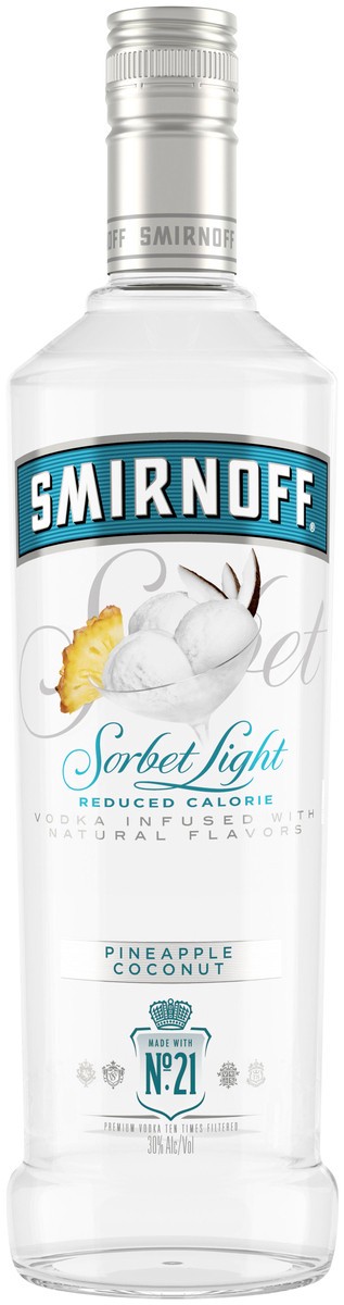 slide 1 of 5, Smirnoff Sorbet Light Pineapple Coconut Vodka, 750 ml