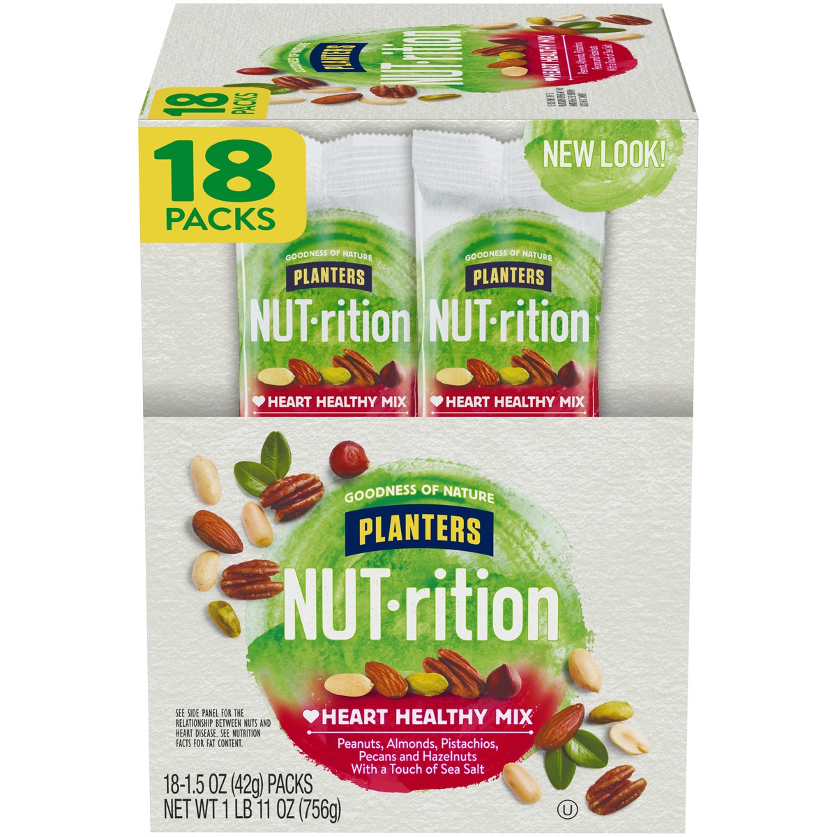 slide 1 of 5, Planters NUT-rition Heart Healthy Mix , 18 ct - 1.5 oz Bags, 1.69 lb