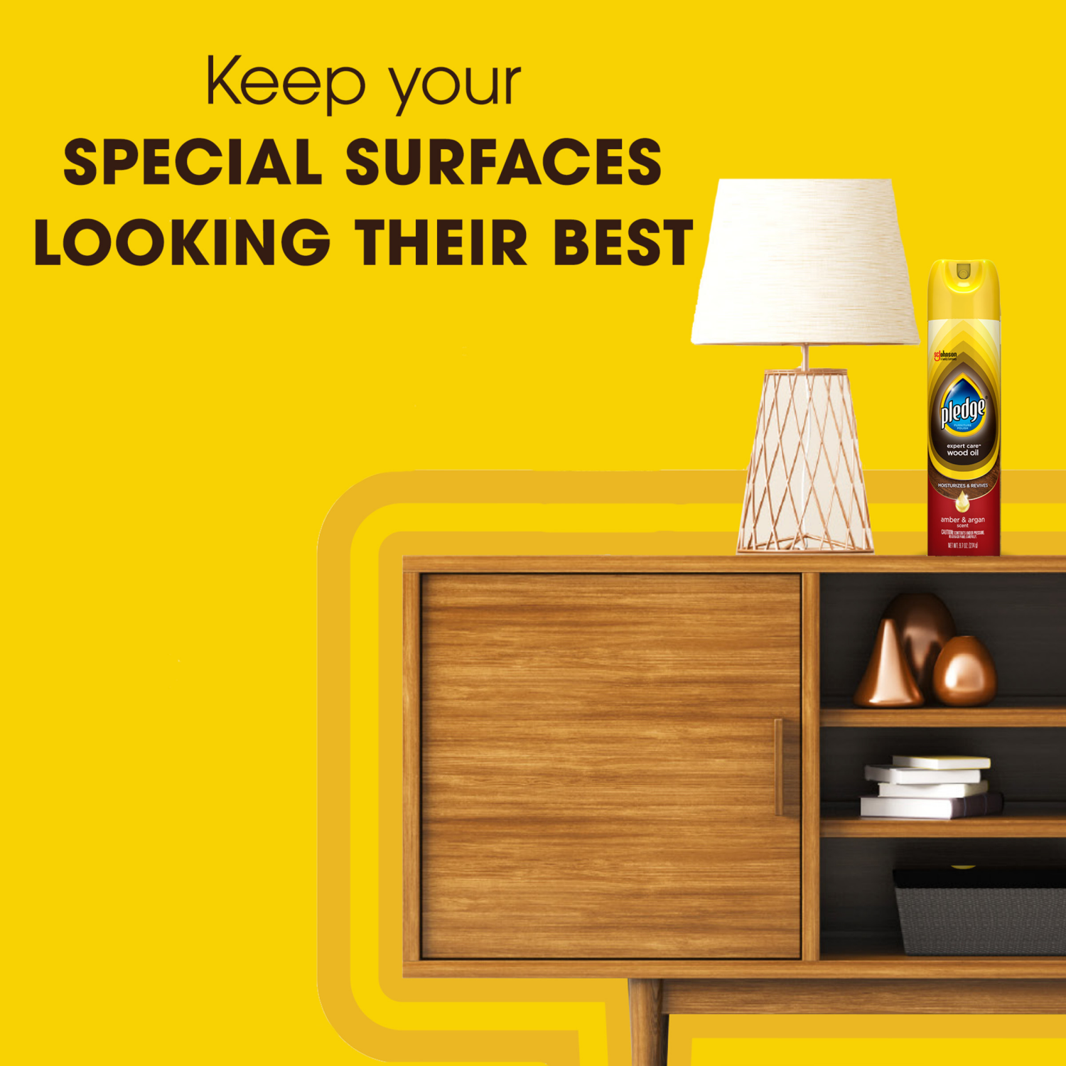 slide 8 of 8, Pledge Wood Oil, Expert Care™, Aerosol, Amber & Argan Scent, 9.7 oz., 9.7 oz