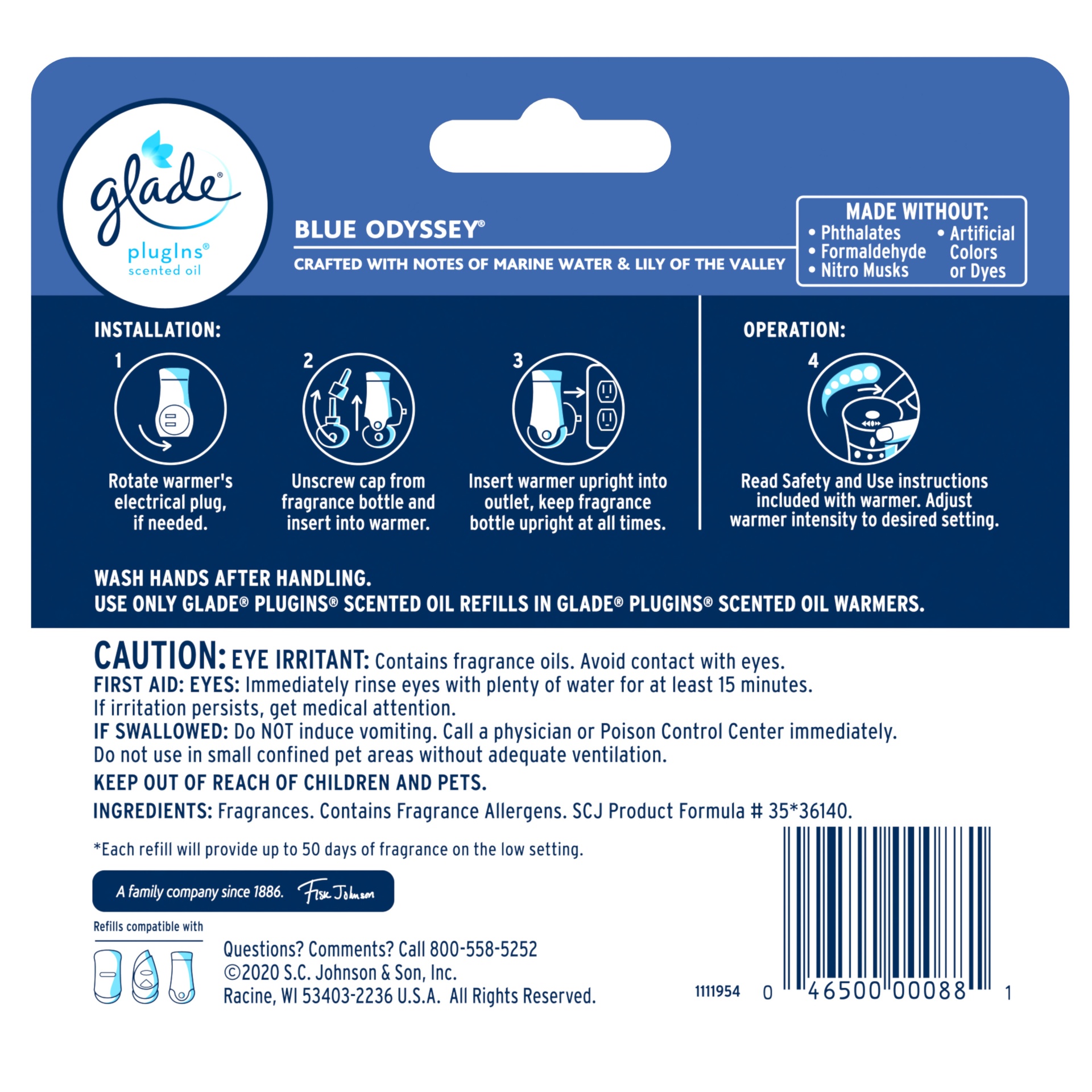slide 2 of 7, Glade Blue Odyssey Air Freshener Refill, 5 ct