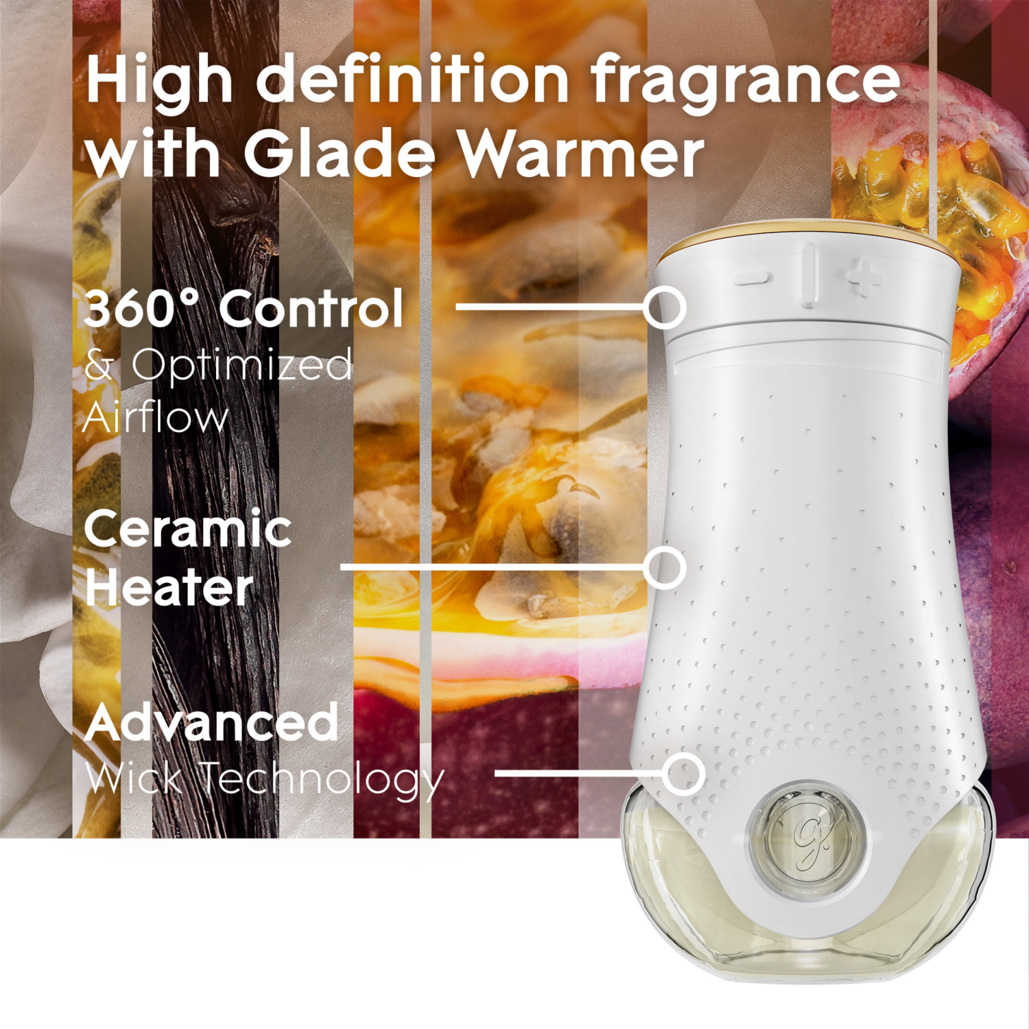 slide 3 of 8, Glade PlugIns Scented Oil Refill Vanilla Passion Fruit, Essential Oil Infused Wall Plug In, 3.35 FL OZ, Pack of 5, 5 ct