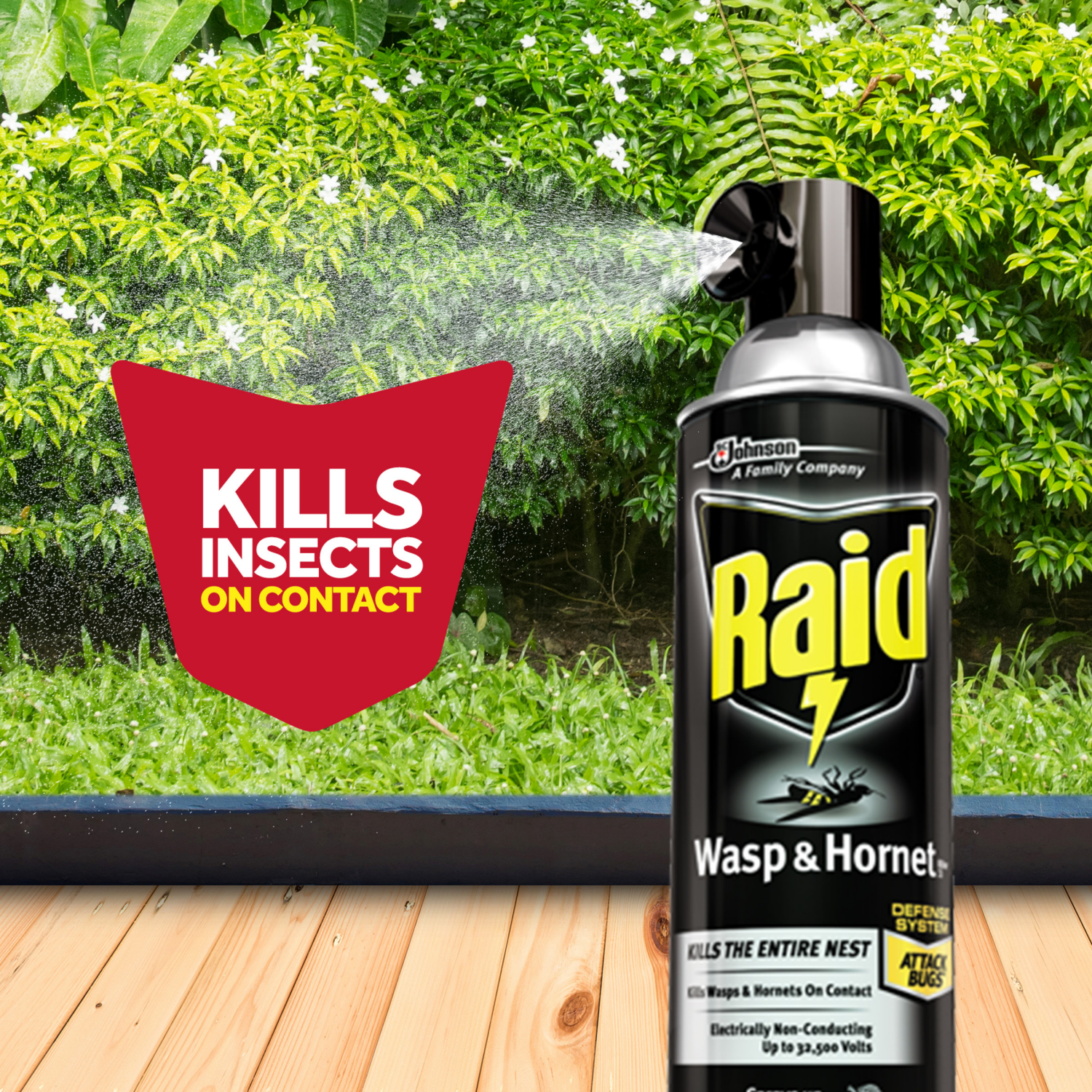slide 3 of 8, SC Johnson Raid Wasp & Hornet Insect Killer 33, Insect Spray for Stinging Bugs & Their Nests, 14 oz, 2 ct; 14 oz