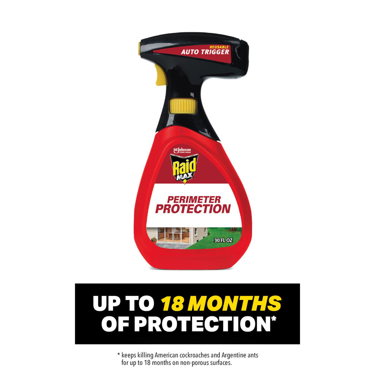 slide 1 of 8, Raid Max Perimeter Protection, Indoor & Outdoor Multi Insect Killer Spray, 30 fl oz, 30 oz