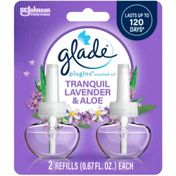Glade PlugIns Scented Oil Refills 2 CT, Tranquil Lavender & Aloe, Plug In Air Freshener, 1.34 FL OZ