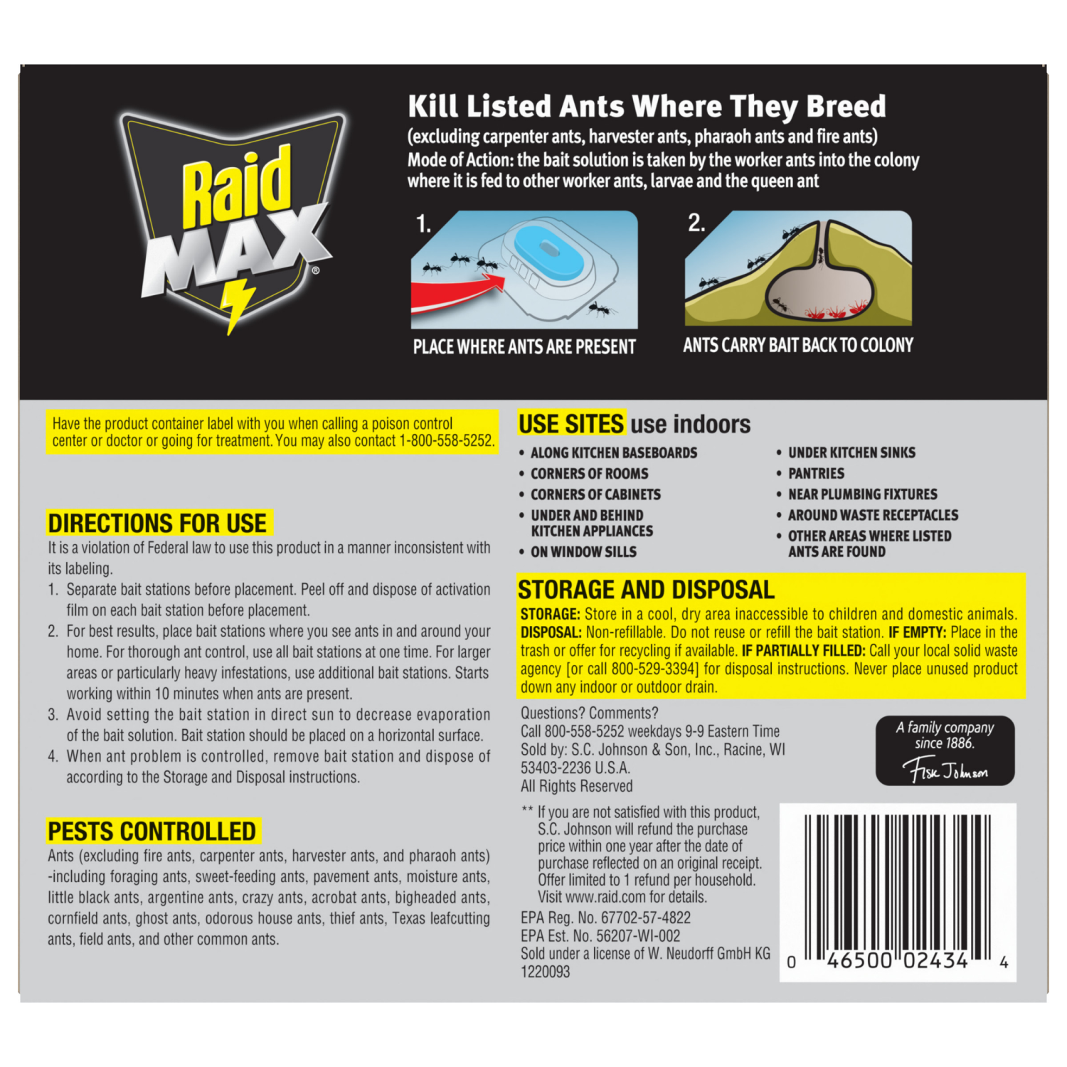 slide 2 of 8, Raid Liquid Ant Bait, Outdoor and Indoor Ant Poison Bait Stations for Home, 4 Count, .25 fl. oz. Each Bait Station, 4 ct