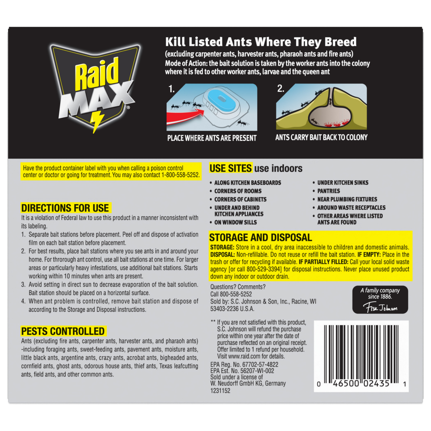 slide 2 of 8, Raid Liquid Ant Bait Stations, Pre-filled Queen & Ant Colony Killer for Home, 8 Count, 8 ct