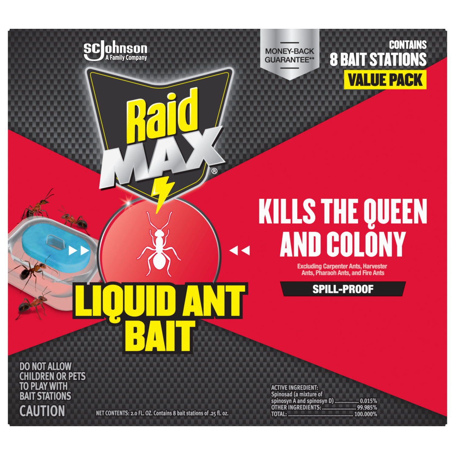 slide 1 of 8, Raid Liquid Ant Bait Stations, Pre-filled Queen & Ant Colony Killer for Home, 8 Count, 8 ct