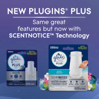 slide 24 of 29, Glade PlugIns Scented Oil PLUS, Air Freshener Oil Warmer and Refill, Aqua Waves™, with ScentNotice Technology, 0.67 fl oz